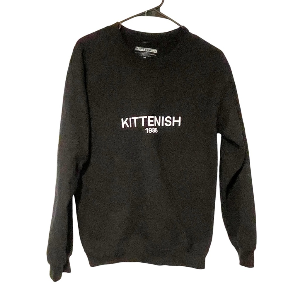 Kittenish Size‎ Small Black Spellout Crewneck Pullover Sweatshirt